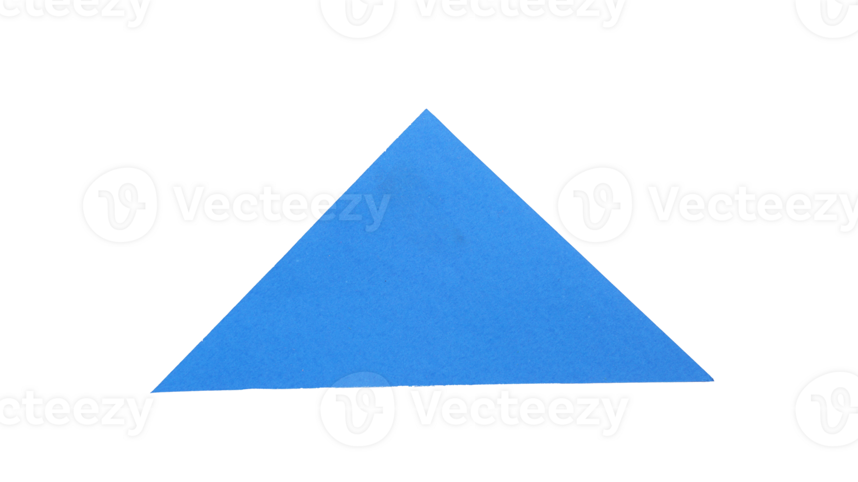 Blank blue triangle adhesive paper sticker label isolated on transparent background png