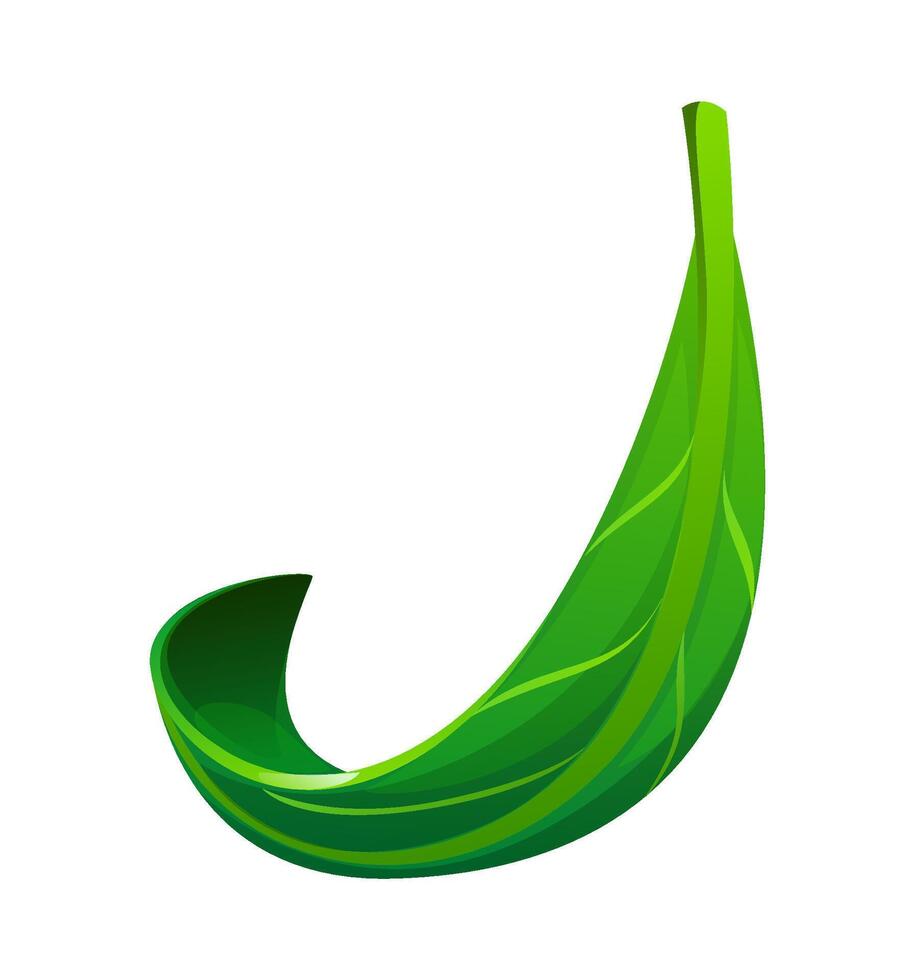 Tree green leaf font, eco typeset letter J vector