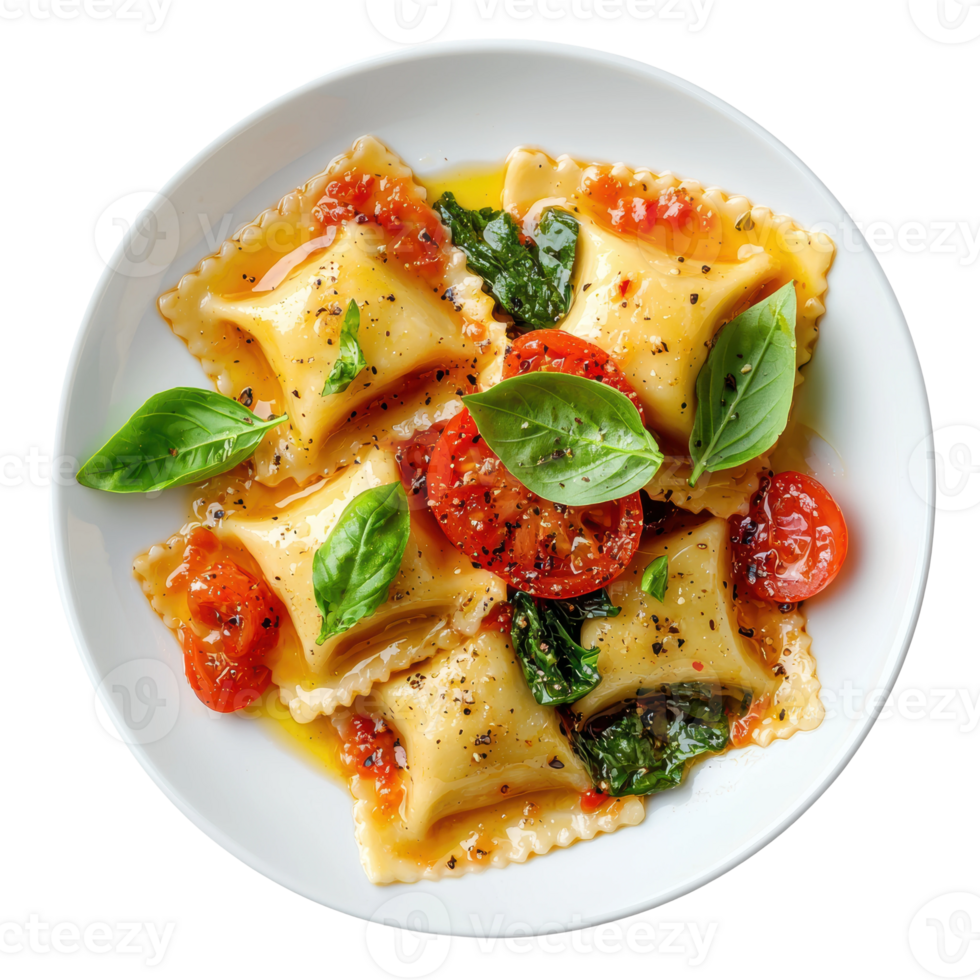 Delightful Ricotta and Spinach Ravioli with Fresh Basil png