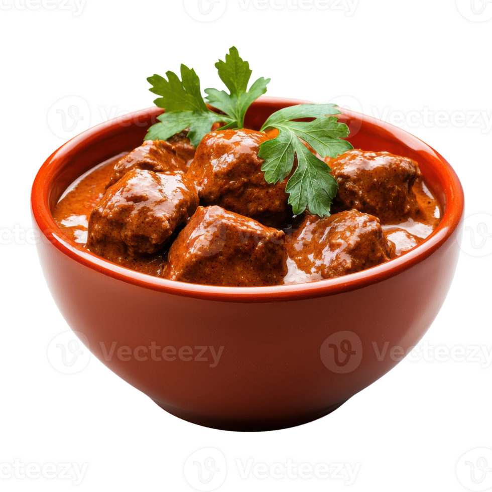 Tender Beef Chunks Coated in Rich Curry Sauce png