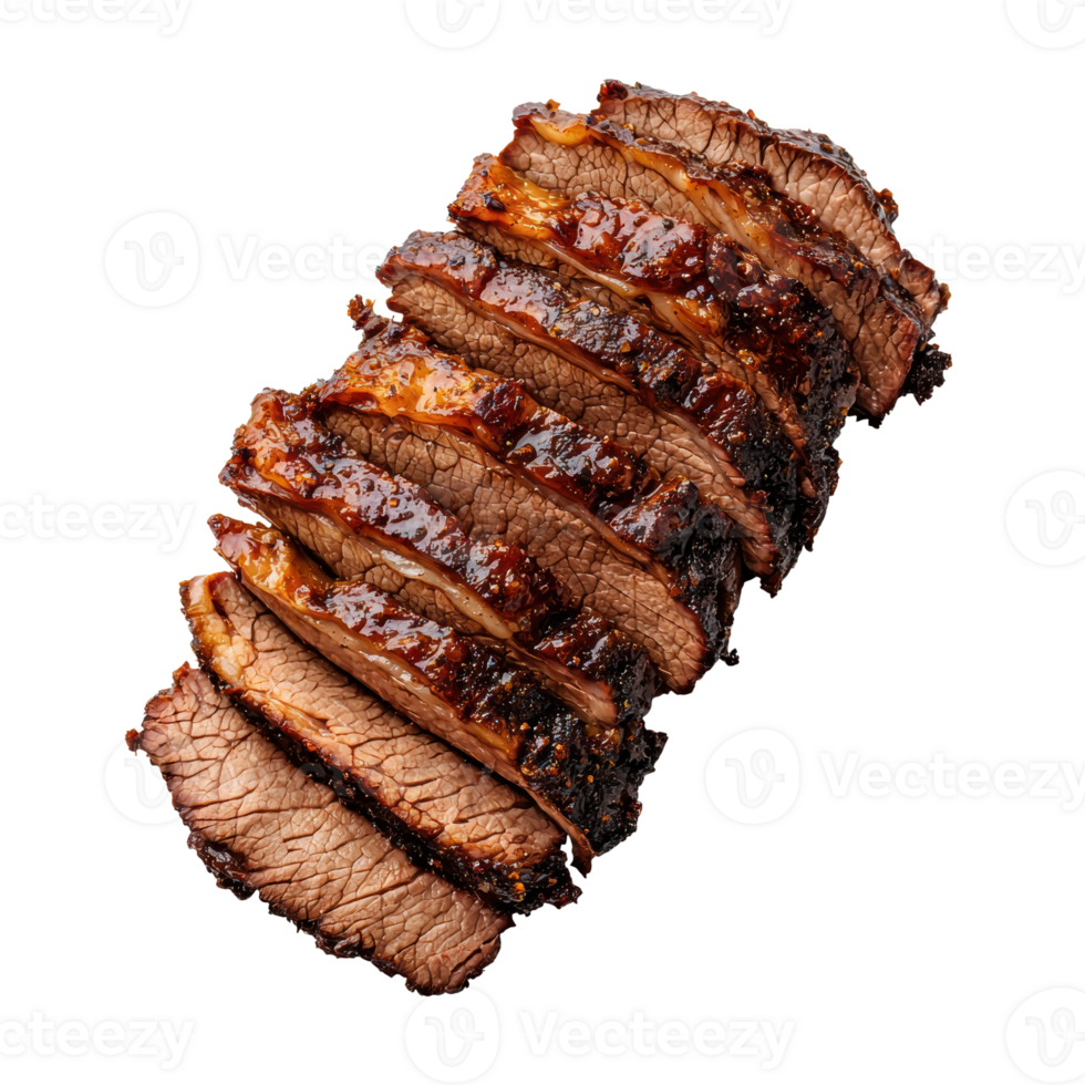Sliced Beef Brisket with Smoky Edges and Juicy Texture png