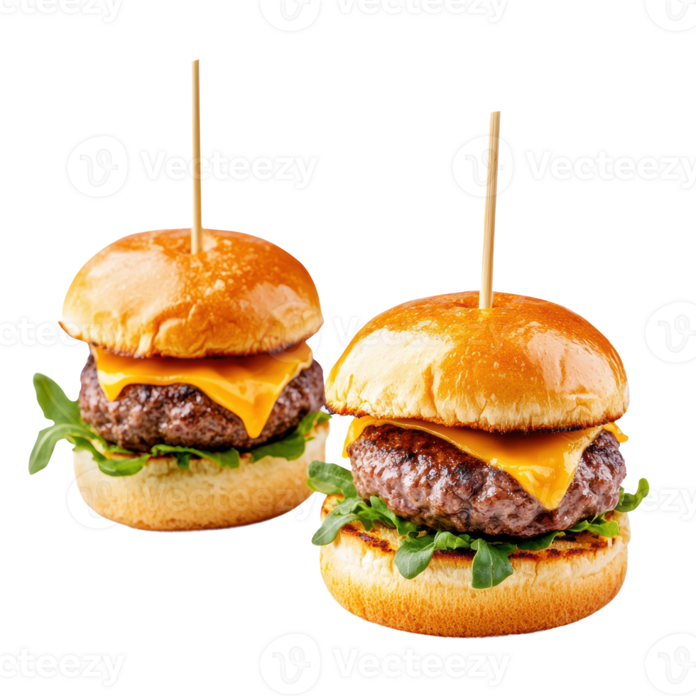 Juicy Beef Sliders with Melted Cheese and Fresh Greens png