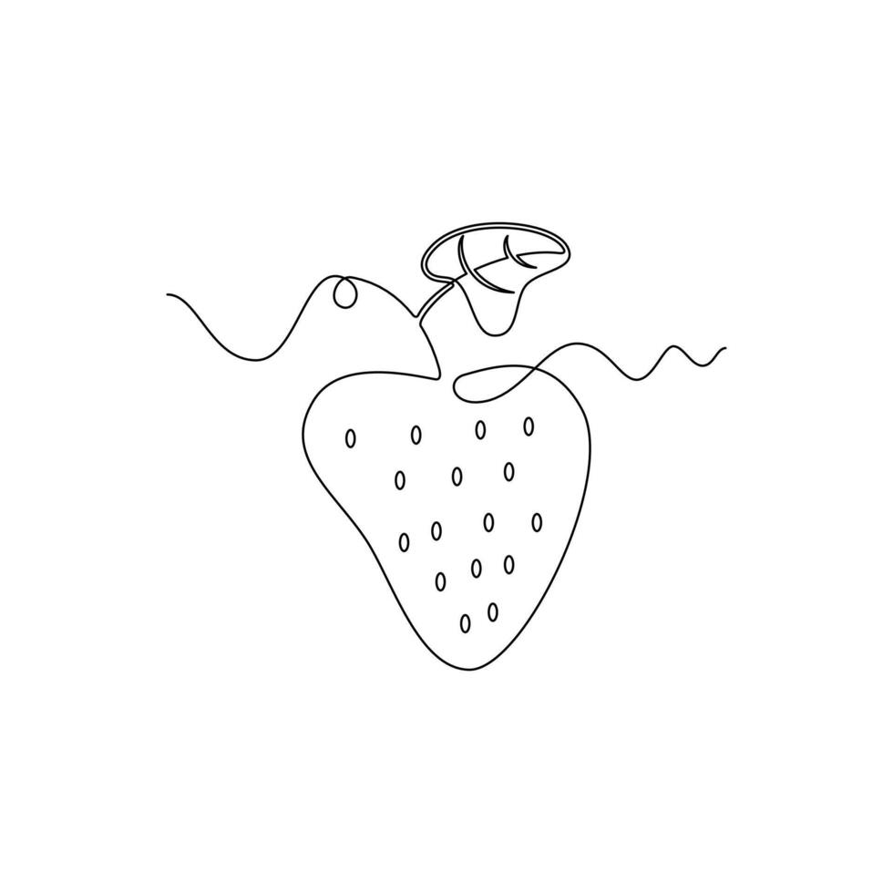 one line art Strawberry illustration. line art, one continuous line, simple, hand drawn and sketch style. for icons, symbols, signs or logos vector