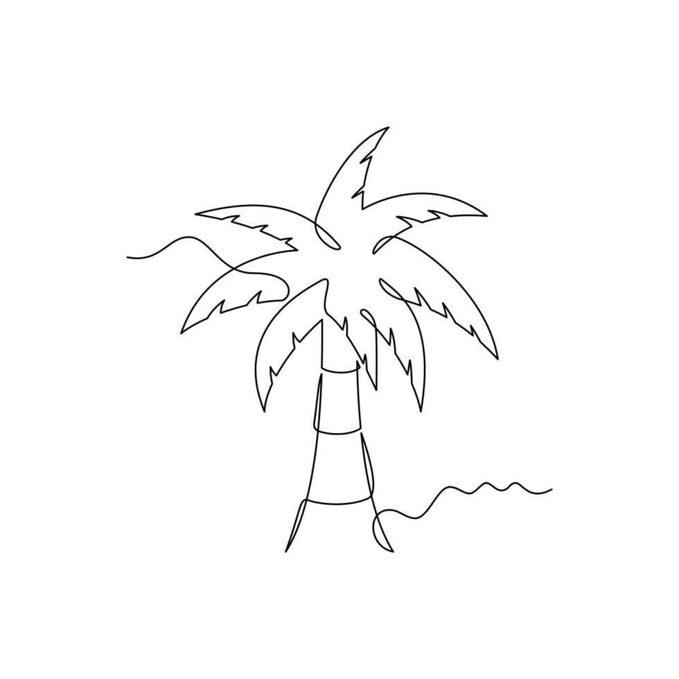 one line art Palm Tree illustration. line art, one continuous line, simple, hand drawn and sketch style. for icons, symbols, signs or logos vector