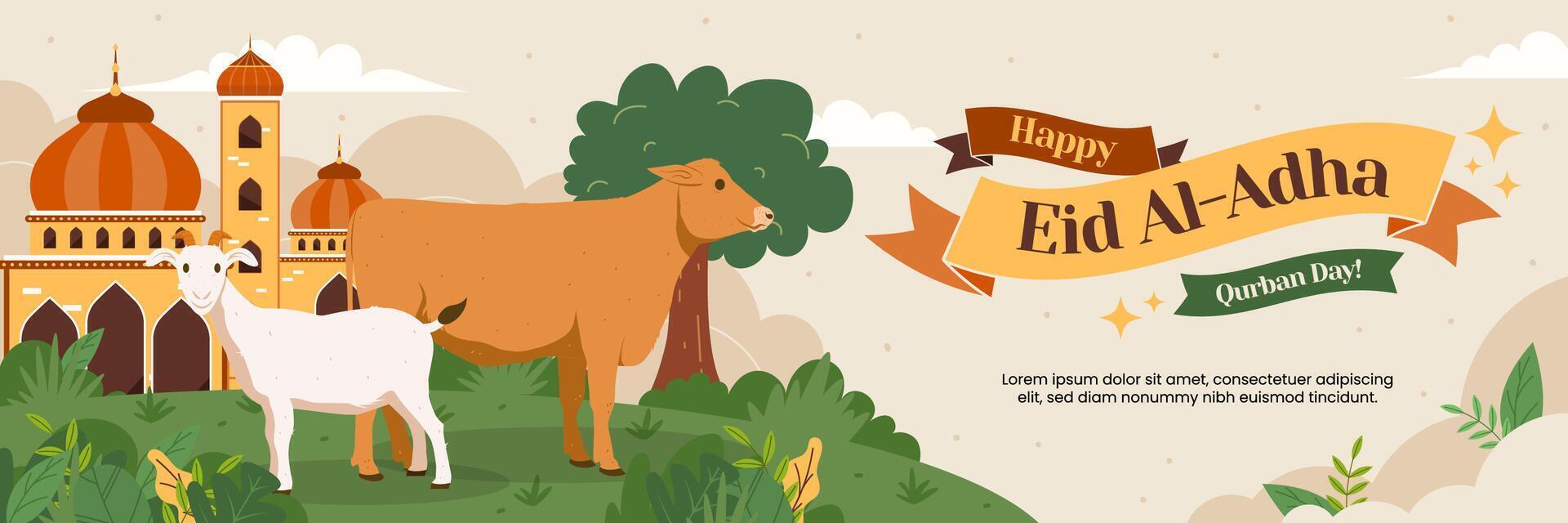 eid al-fitr al-mubarak horizontal banner vector