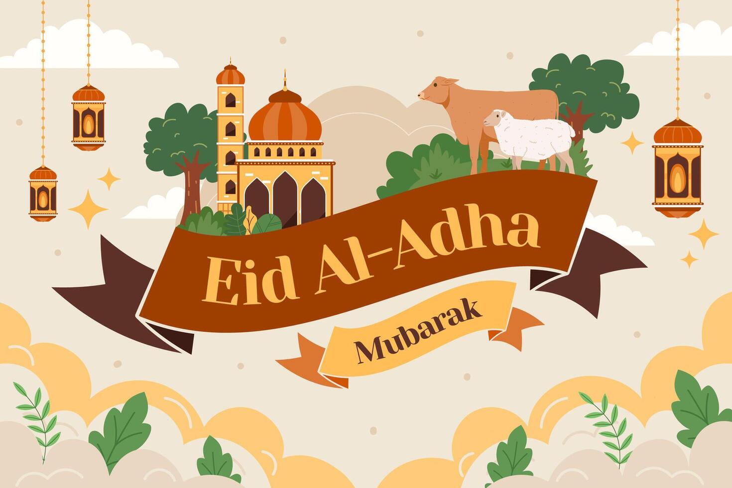 eid al adha mubarak background vector