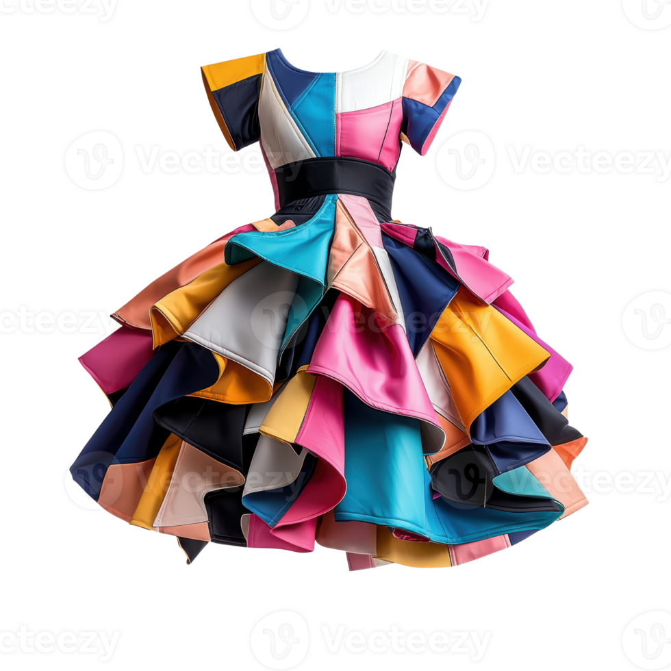 Stunning Avant-Garde Dress with Bold Geometric Patterns png