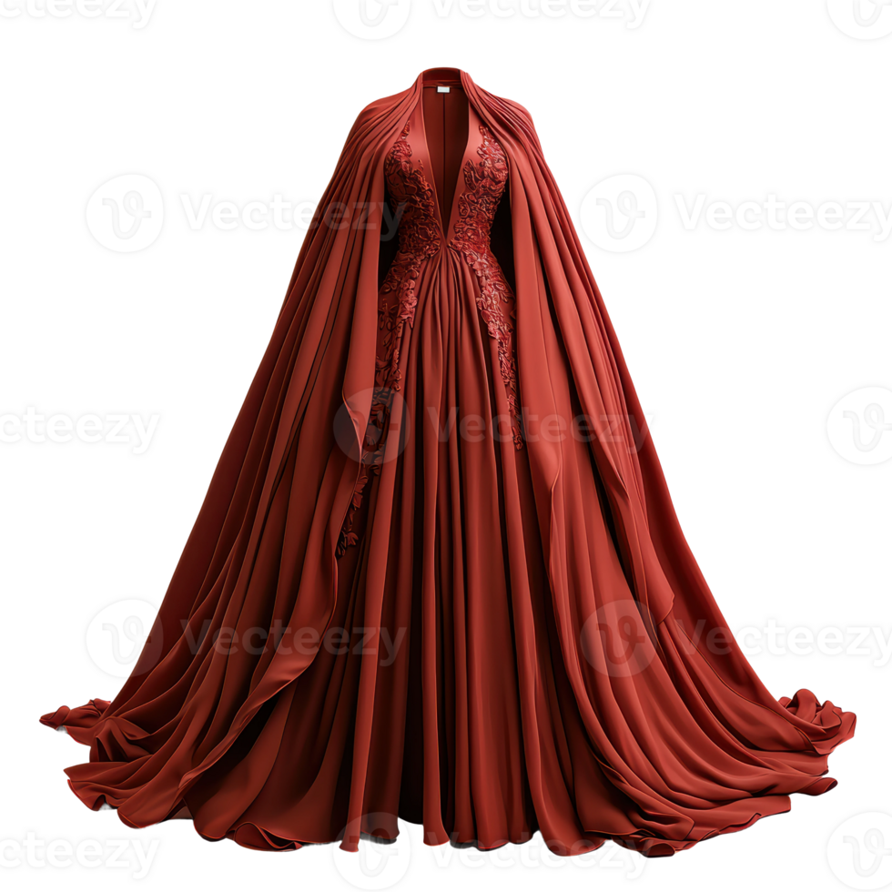 Glamorous Red Carpet Gown with Deep Neckline and Elegant Draping png