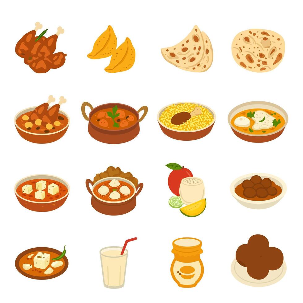 Indian food set with cuisine, lunch, and culture. vector