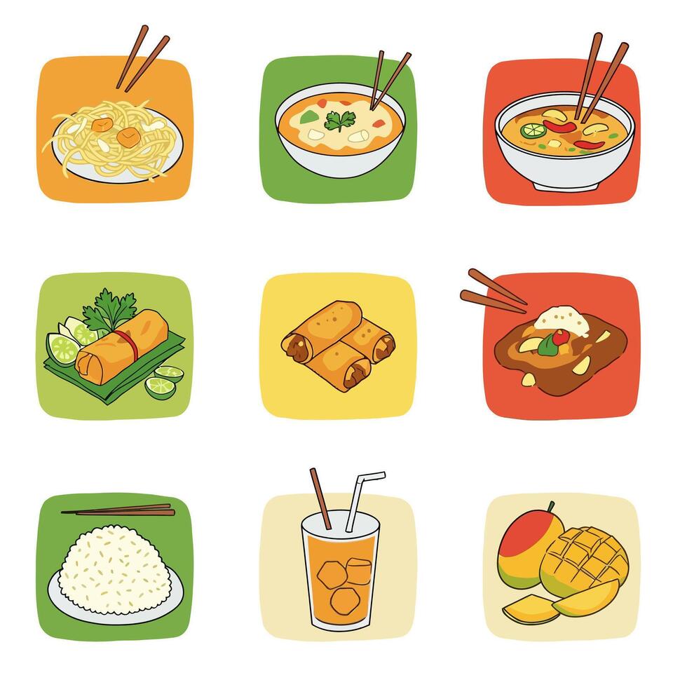 Asian food set design. vector