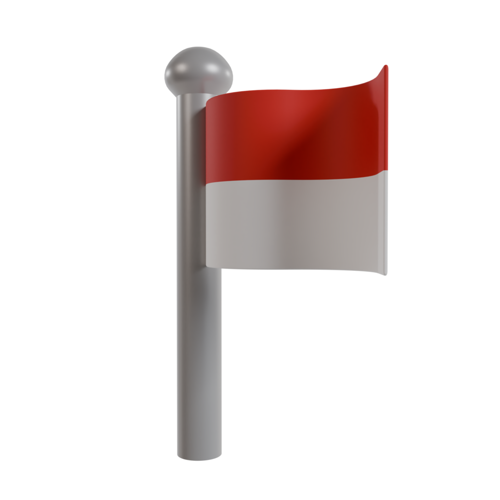 3d render of pole and waving indonesian flag. illustration of independence day and decoration of banner or flyer png