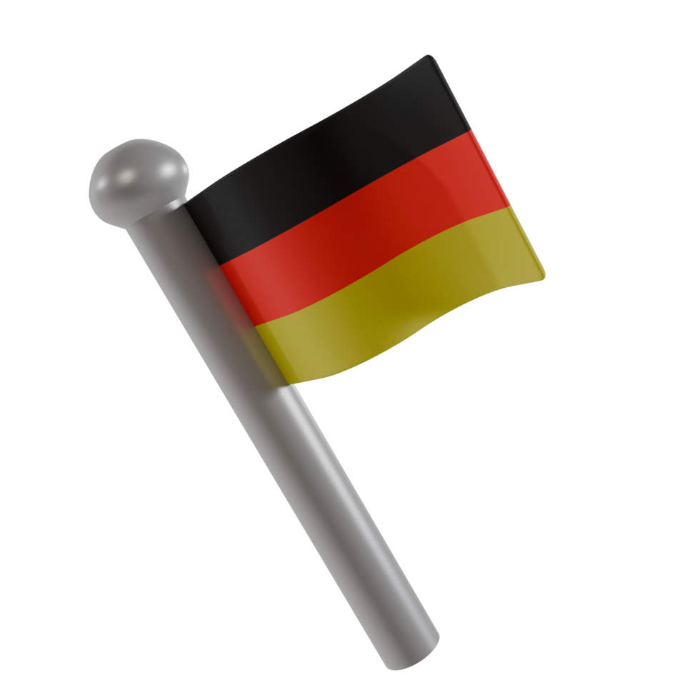 3d render of german flag pole and flag. german independence day decoration concept png