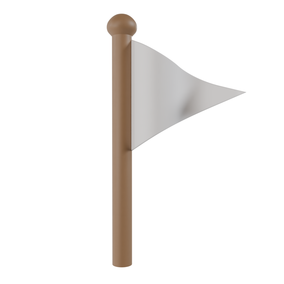 3d render of a pole with a white triangle flag. illustration concept surrender png