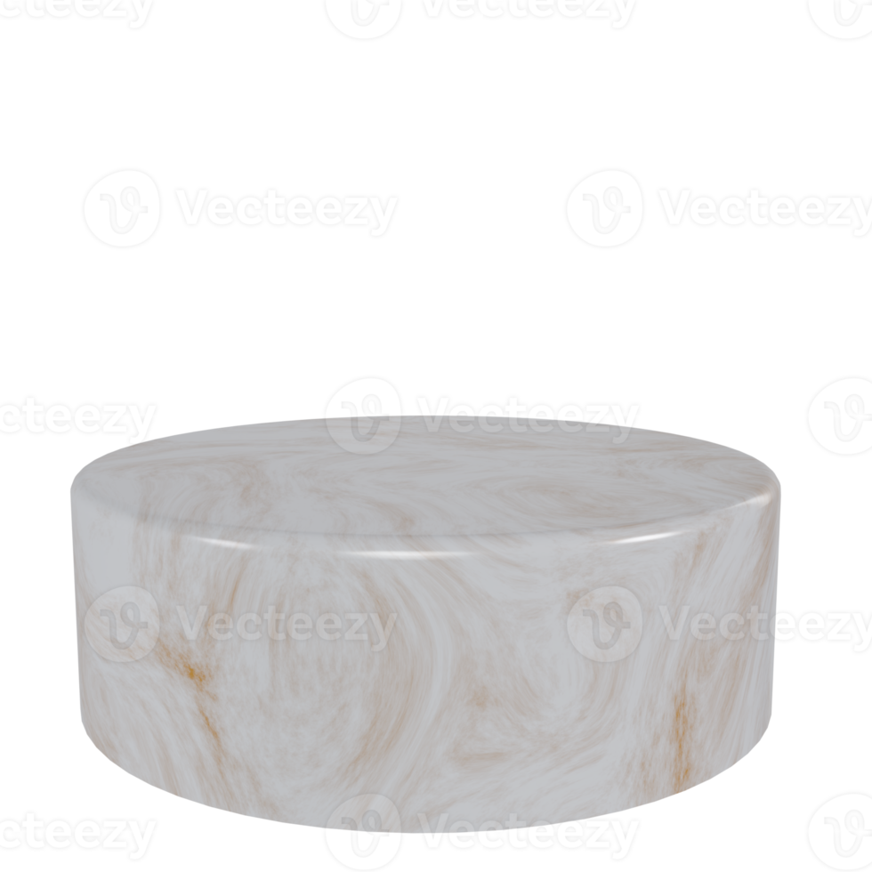 3d render podium with white gold marble texture. for stage display promotional products png