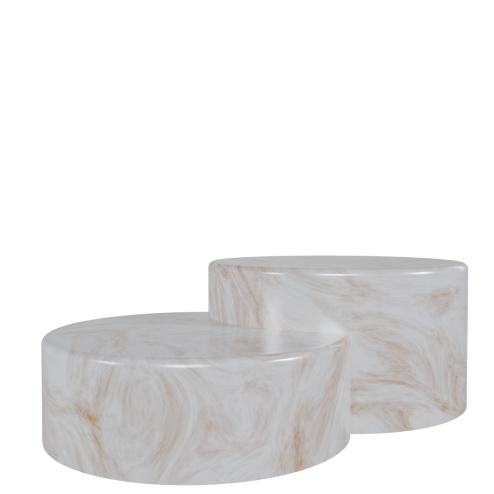 3d render podium with white gold marble texture. for stage display promotional png