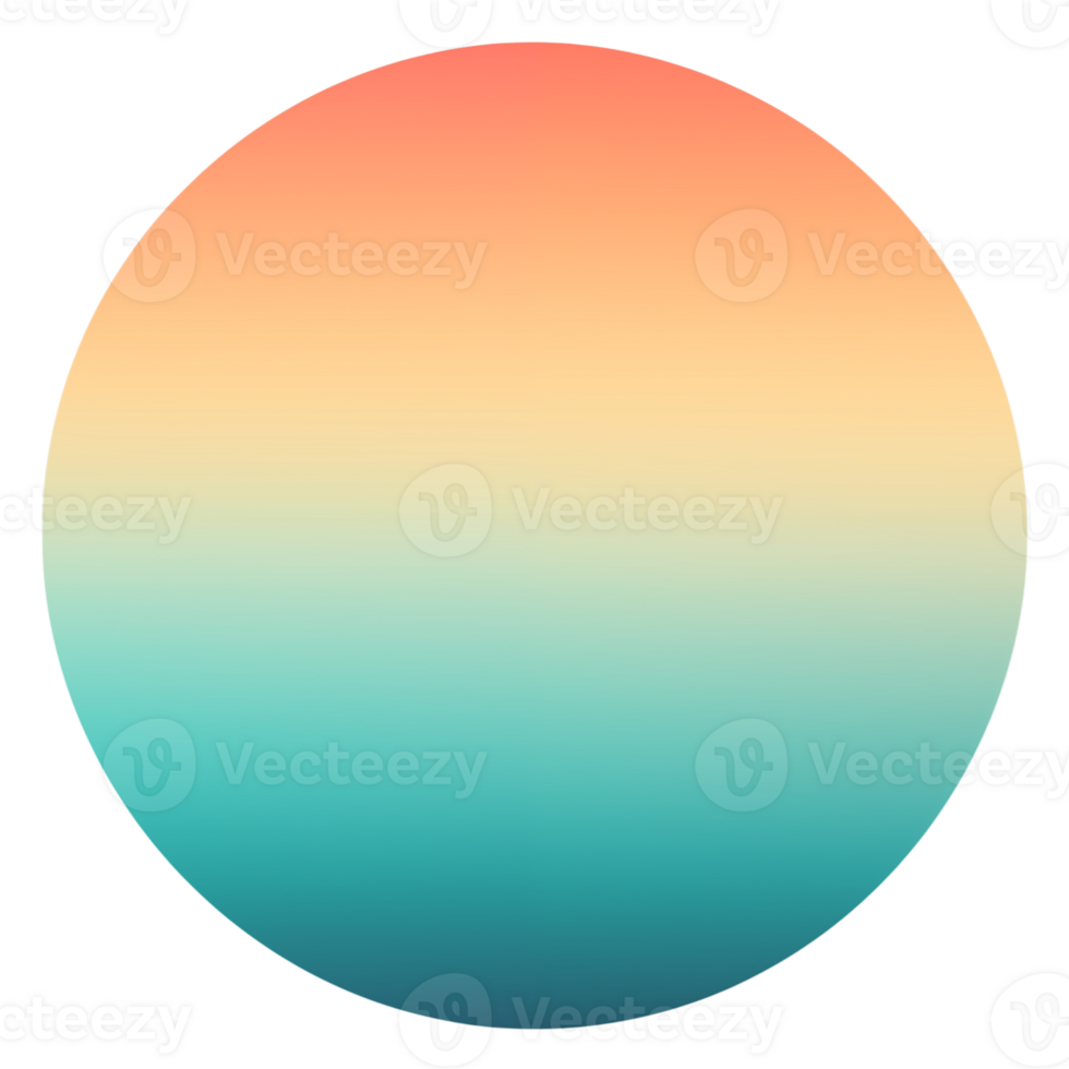 A gradient circle from peach to teal on a transparent background with a soft transition of colors png
