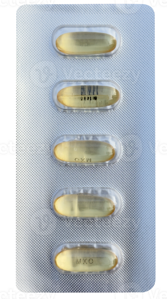 Blister Pack of Yellow Liquid Capsules png