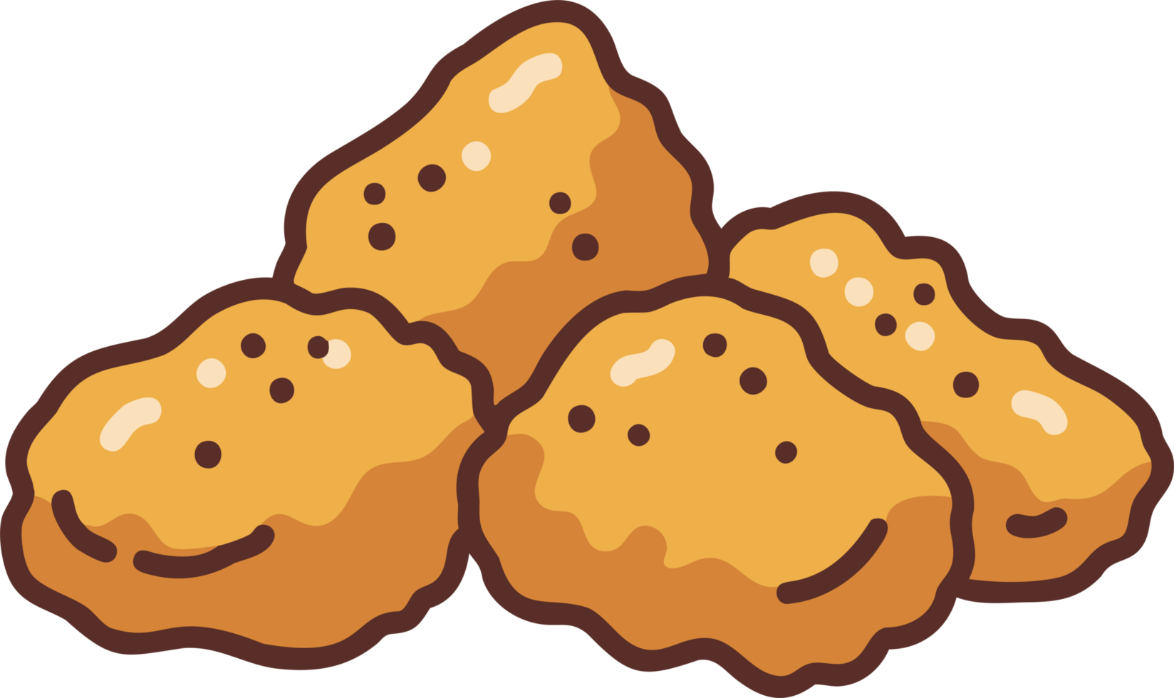 Four Golden Brown Chicken Nuggets png