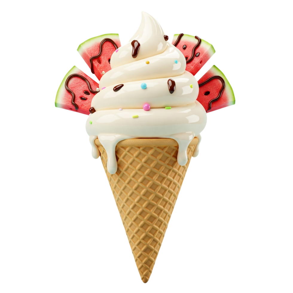 Ice cream with watermelon slices in it png