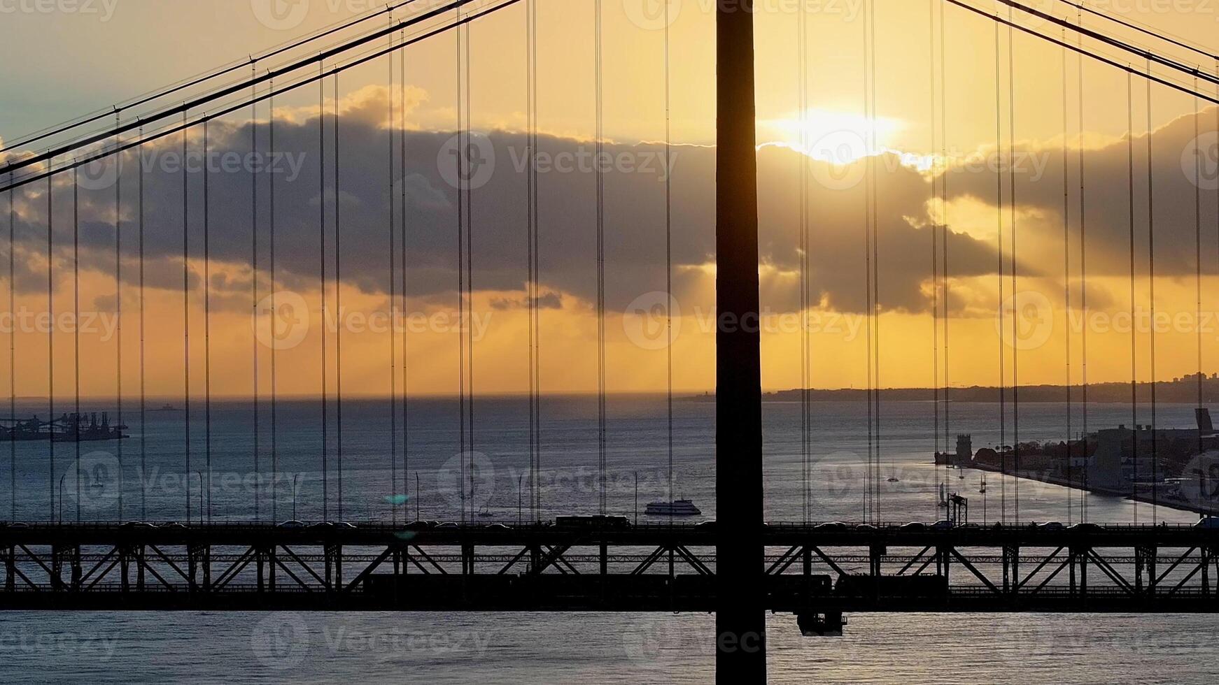 Aerial View of 25 of April Bridge in Lisbon Lisbon District in Portugal. Stunning Scene. photo