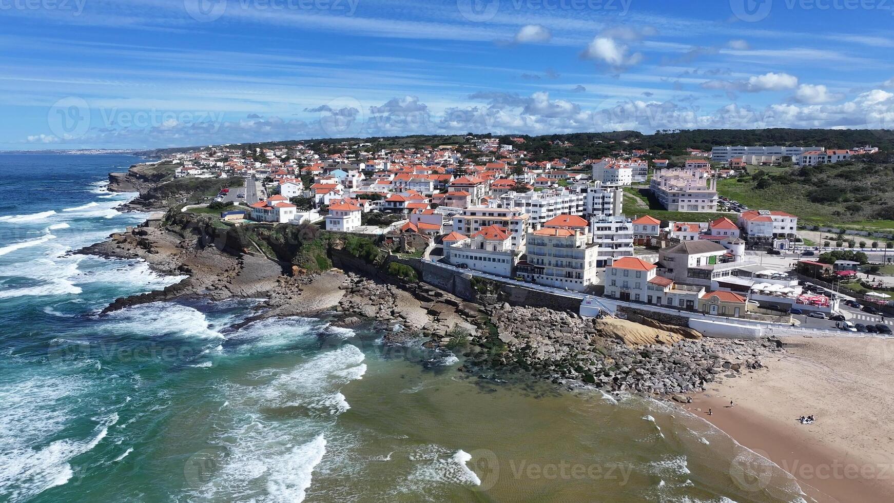 Exterior Apple Beach at Sintra Lisbon District in Portugal . Metropolis Towers. photo