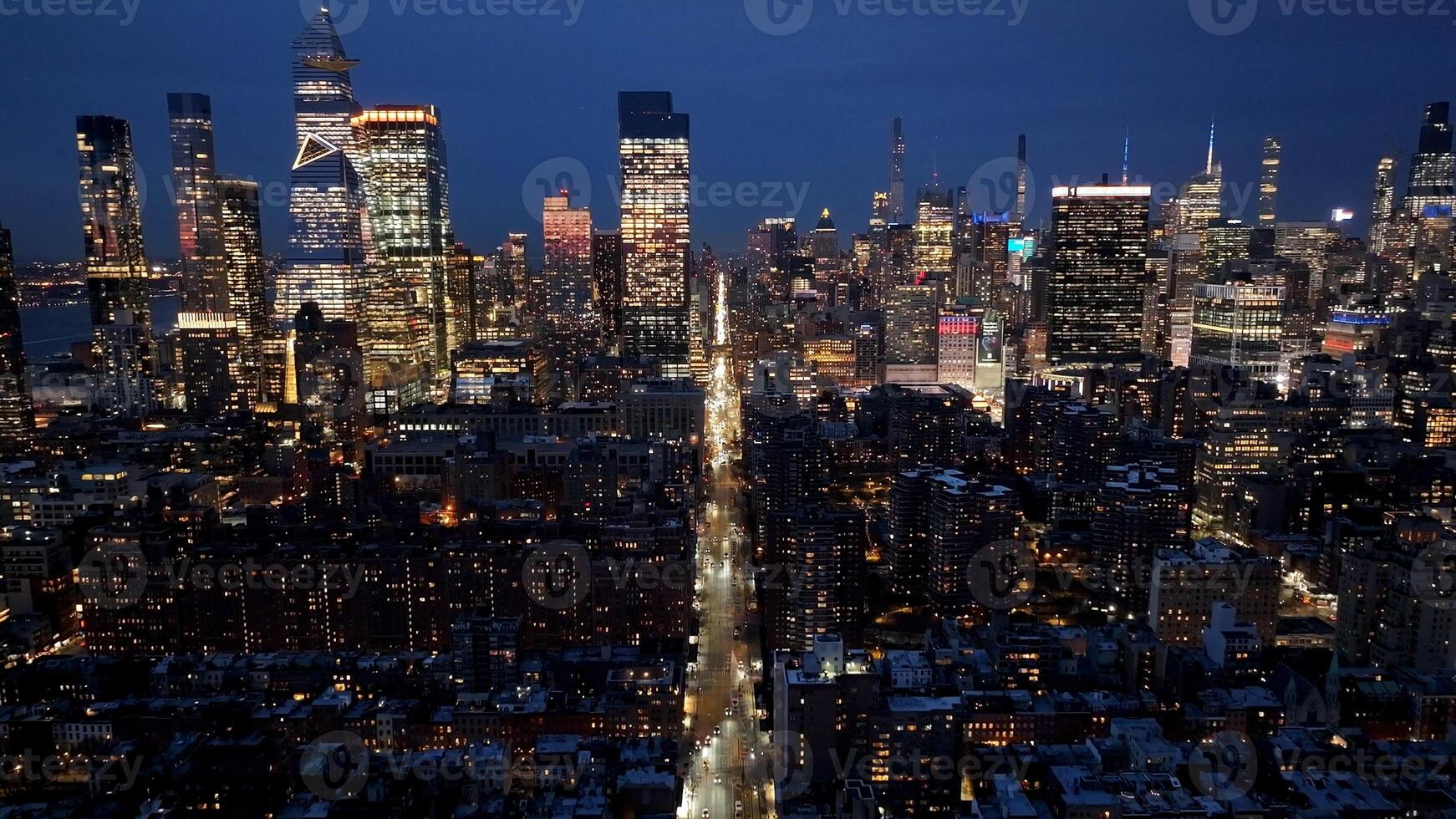 Above view of Downtown New York in Manhattan New York in United States. Awesome Scene. photo