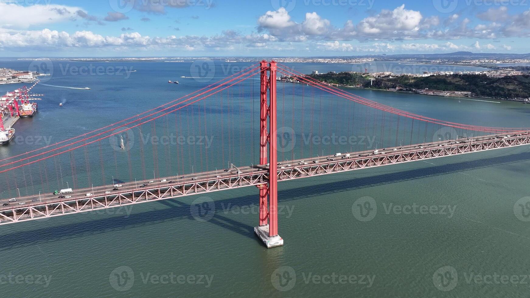 Scenic 25 of April Bridge at Lisbon in Lisbon District Portugal.. Amazing Scenery. photo