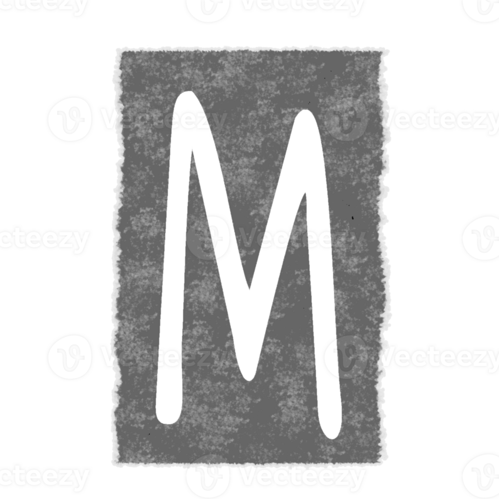 The letter m is drawn on a piece of paper png