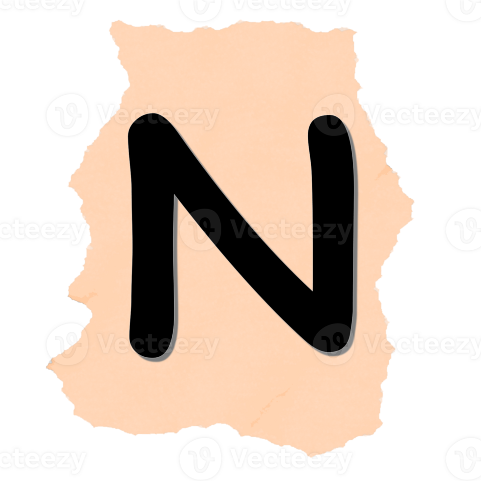 The letter n in a torn piece of paper png