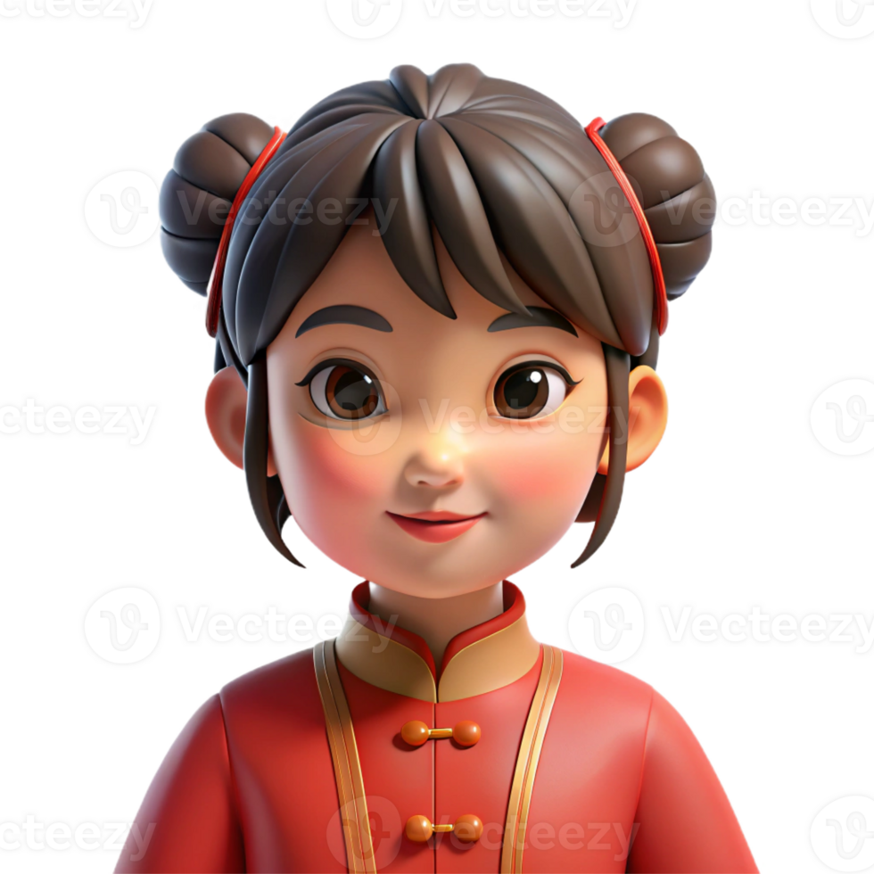 a cartoon girl in chinese dress png