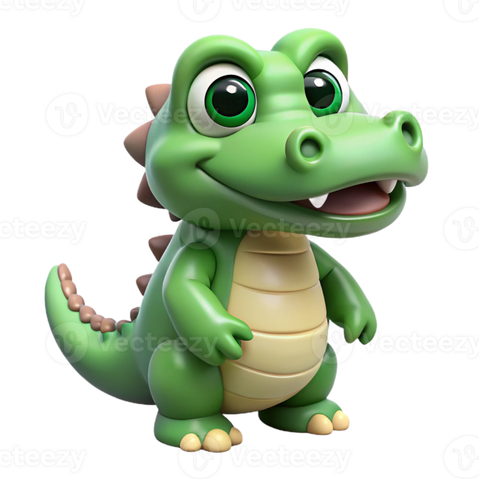 a cartoon green alligator with a big smile png