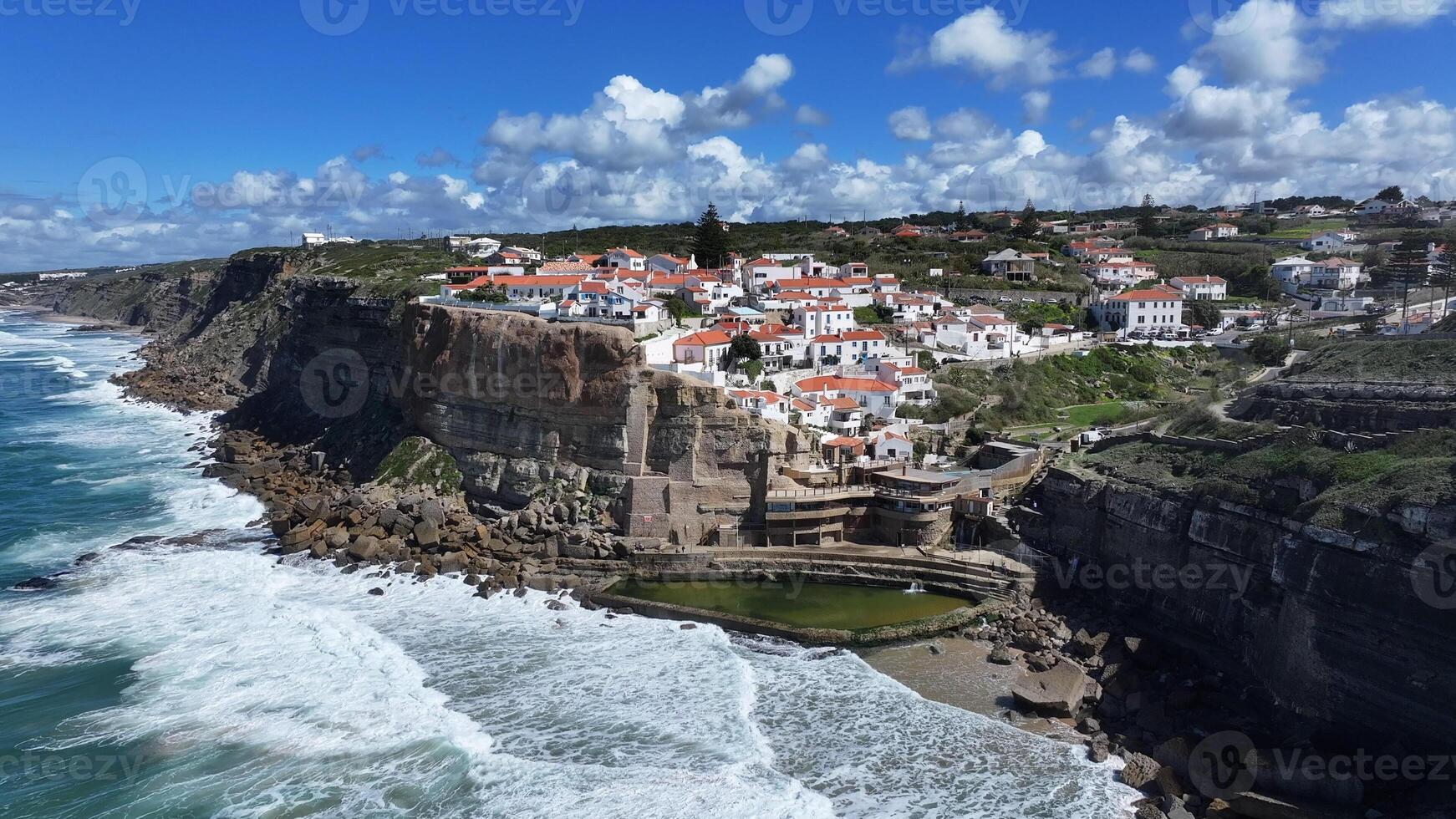 Stunning azenhas do mar beach in Sintra District of Lisbon in Portugal.. Scenic Background. photo