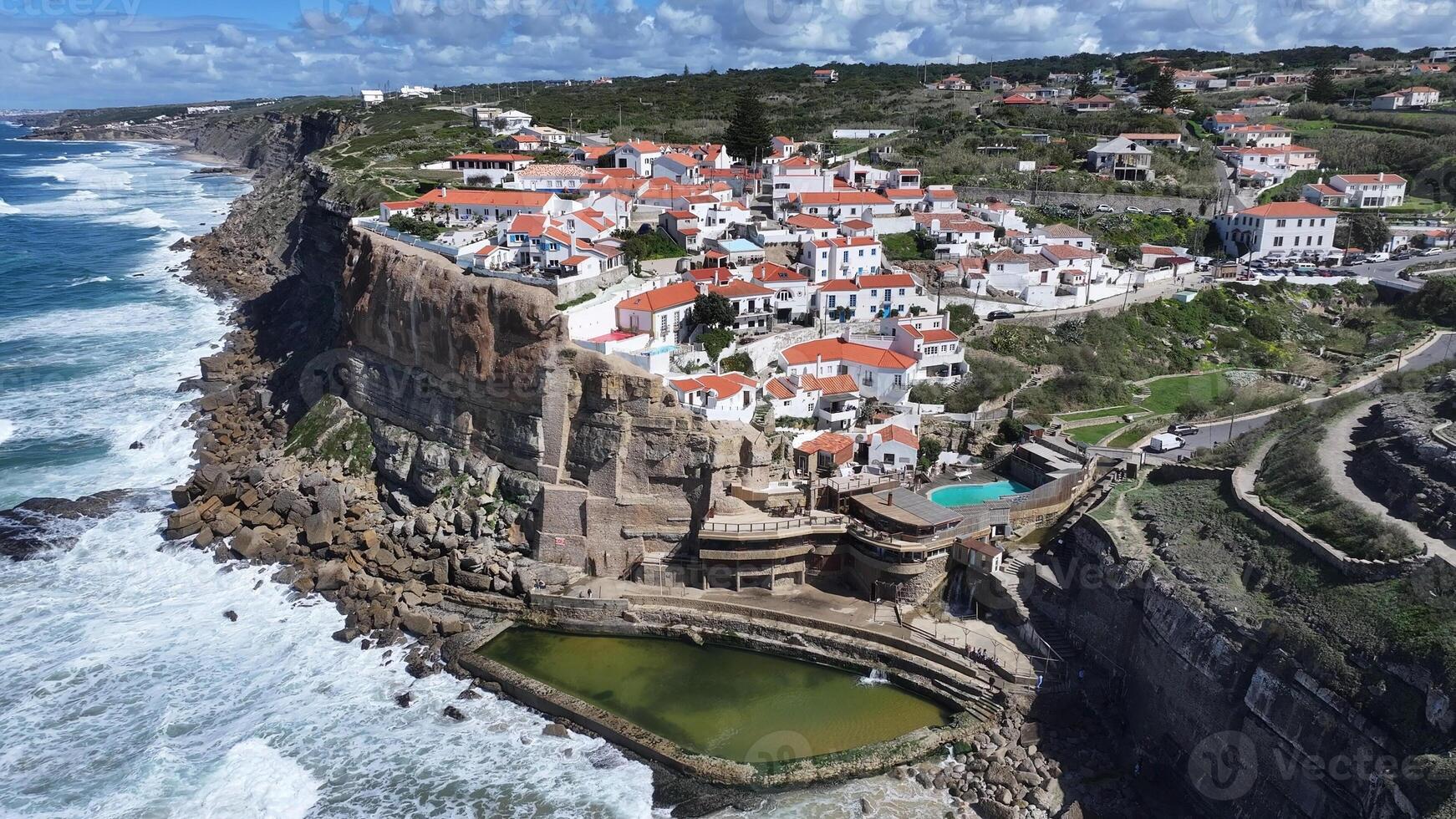 Awesome azenhas do mar beach in Sintra District of Lisbon in Portugal . Famous Scene. photo