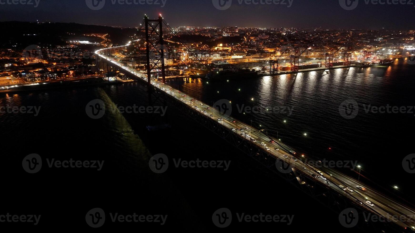 Above view of 25th April Bridge in Lisbon Lisbon District in Portugal. Metropolitan Viaduct. photo