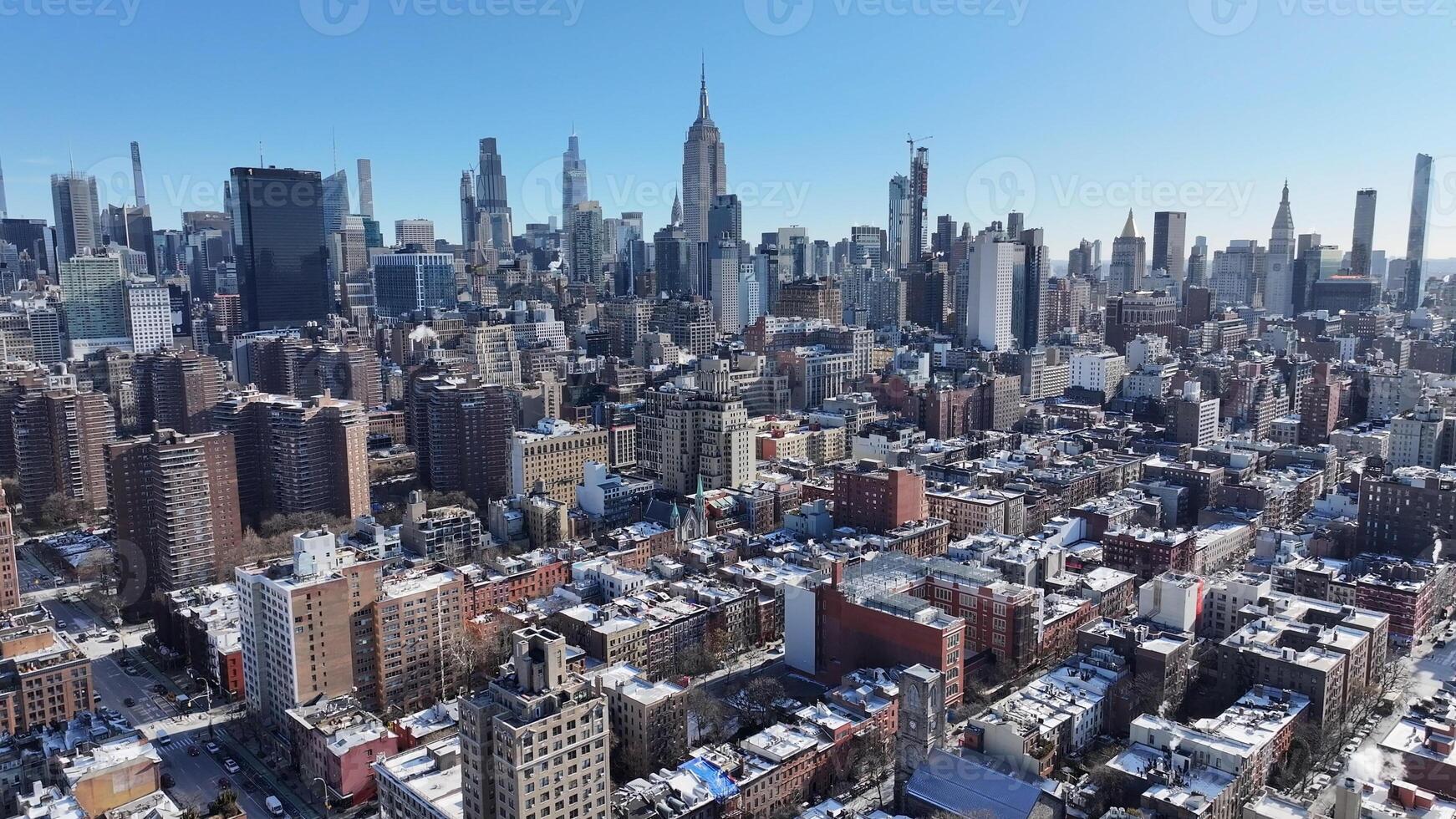 Aerial Landscape of New York Skyline in Manhattan New York in United States.. Downtown Business. photo