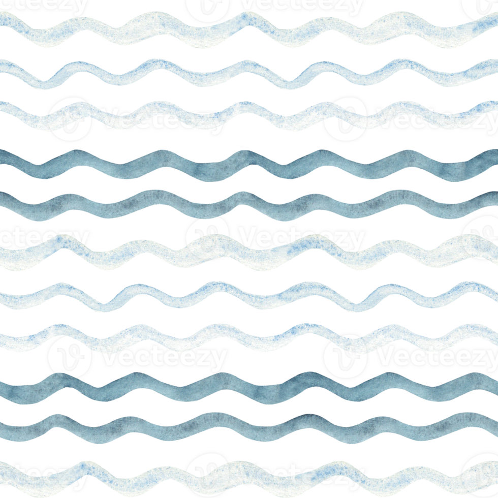 Seamless Watercolor Pattern from Sea waves or water flow lines. Hand drawn simple blue waved texture. Sea storm scribble. Marine texture or background for packaging paper or fabric prints. png