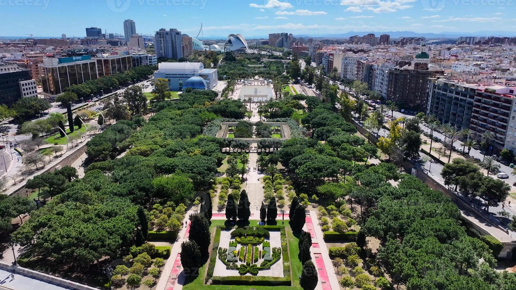 Aerial Landscape of Turia Gardens in Valencia Comunidad Valenciana in Spain.. Awesome Scenery. photo