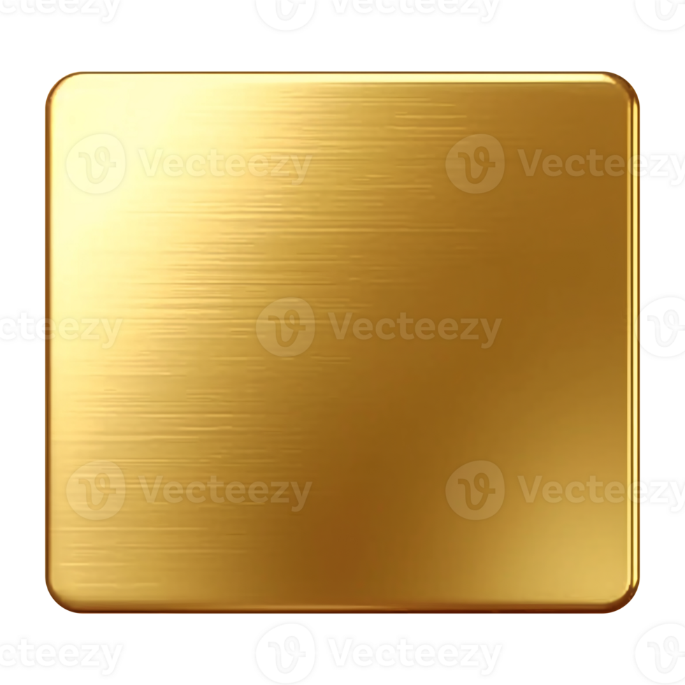 Gold podium stand flat lay isolated element. Luxury gold rectangle stage close-up object. Square minimal display podium mockup template for advertising design. png