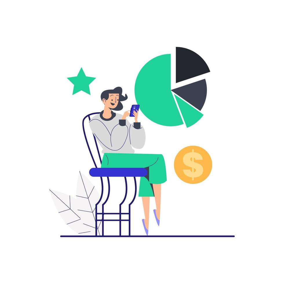 Flat Illustration Mobile Finance Management vector