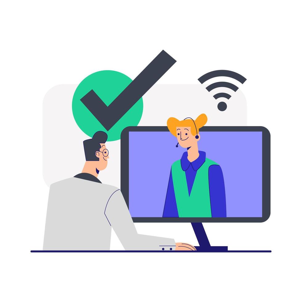 Flat Illustration Online Tech Support vector