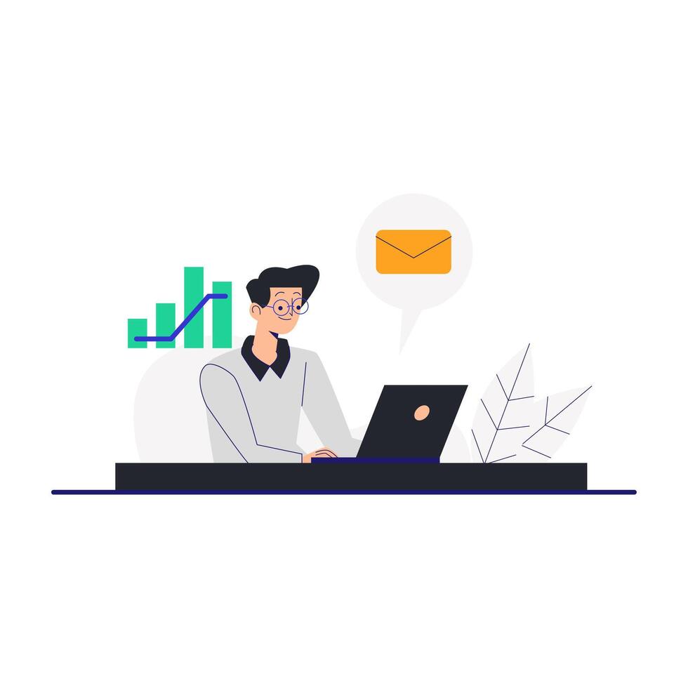 Flat Illustration Work From Home vector