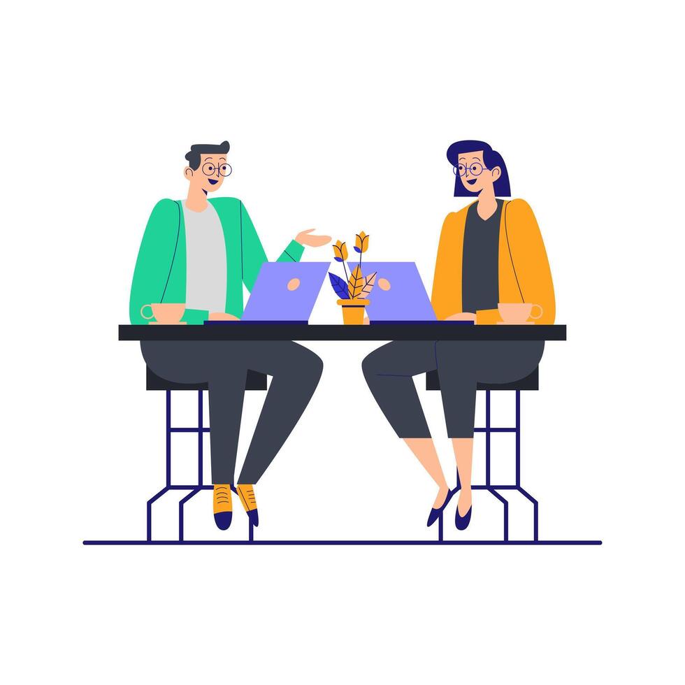 Flat Illustration Casual Workspace vector