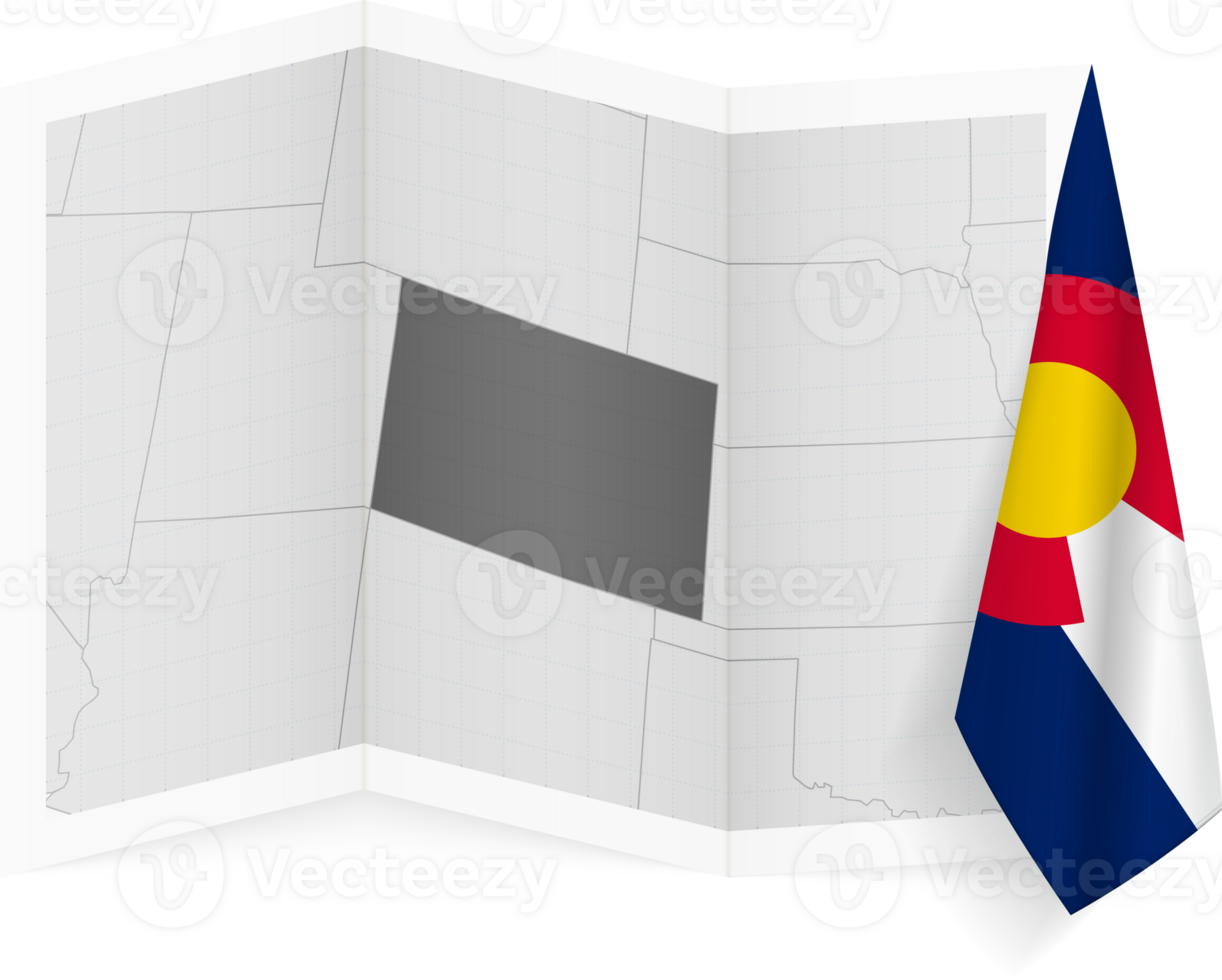 Colorado grayscale map and hanging flag. png