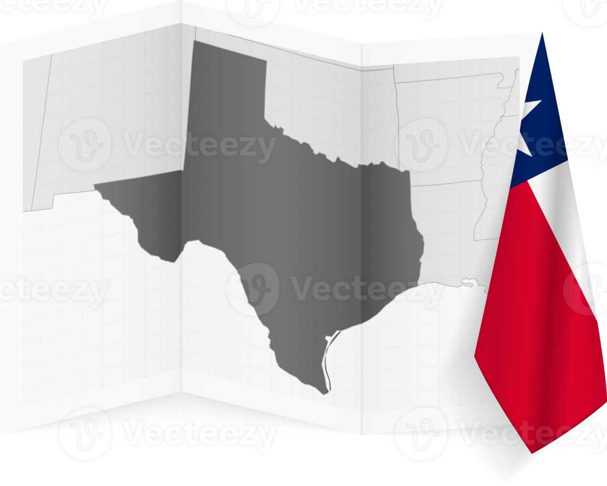 Texas grayscale map and hanging flag. png
