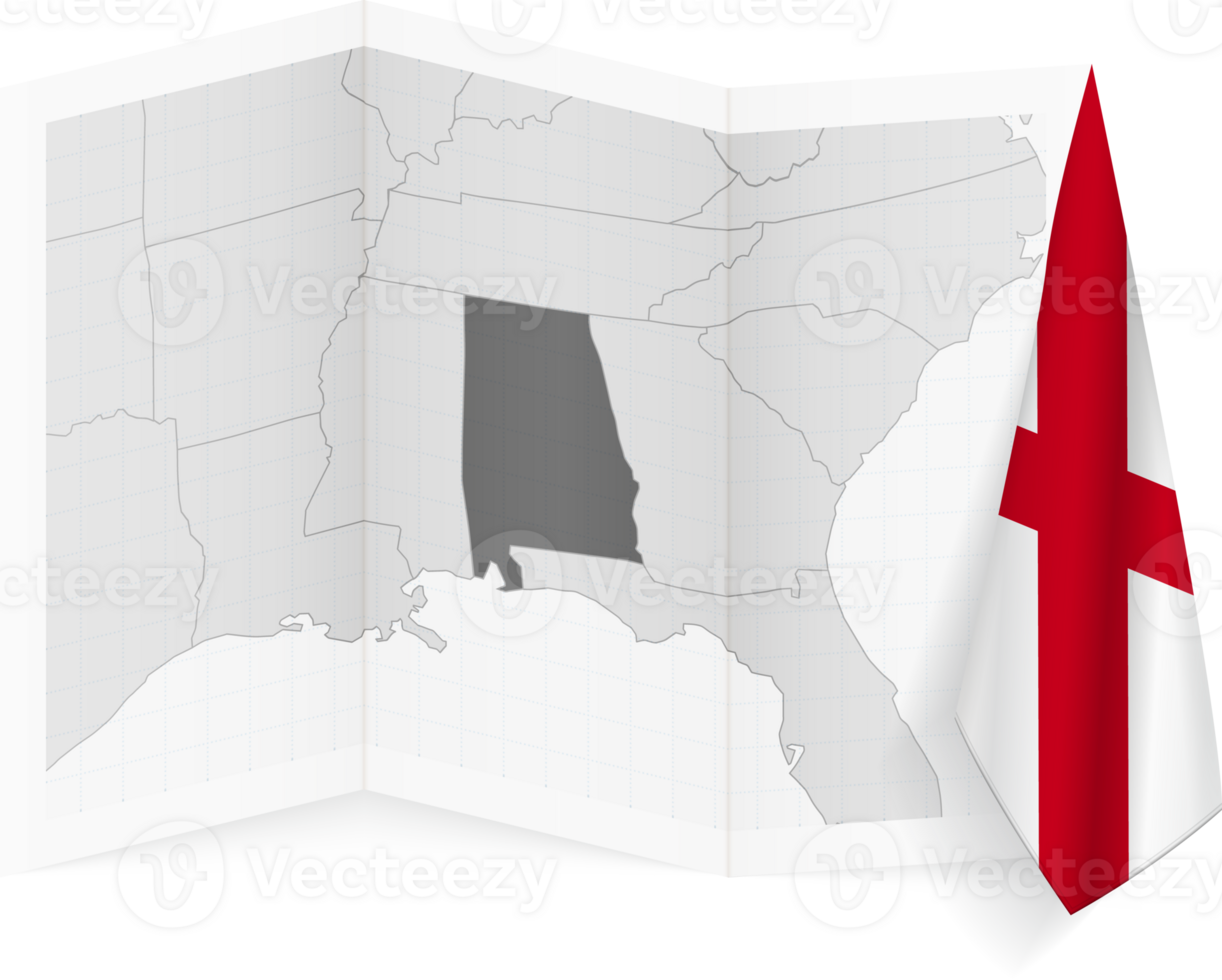 Alabama grayscale map and hanging flag. png