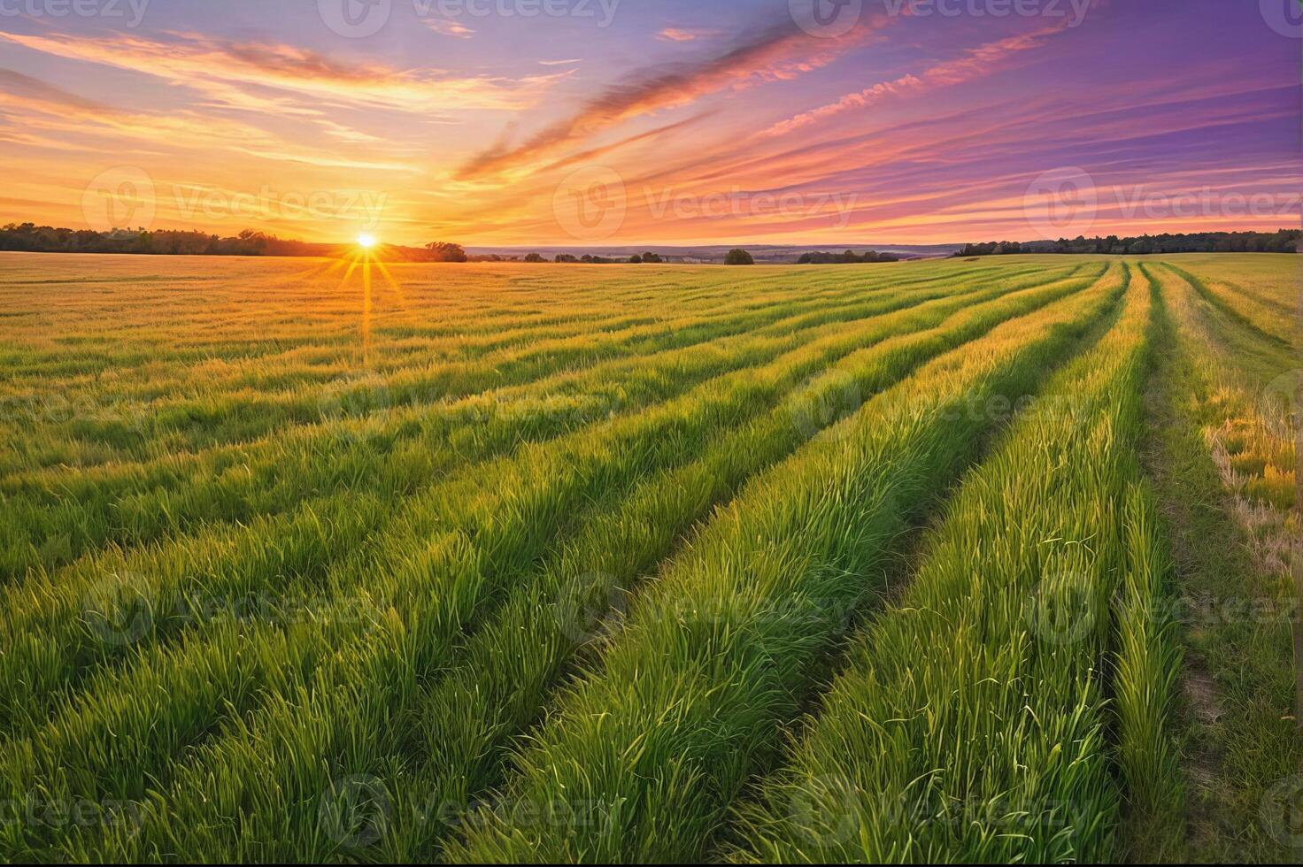 green plants field with beautiful sky photo
