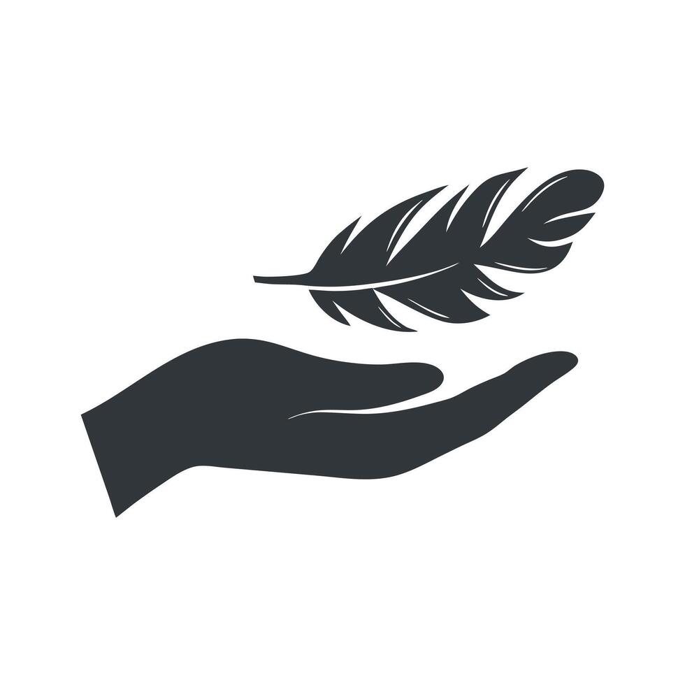 Minimalist Hand and Feather Icon design vector