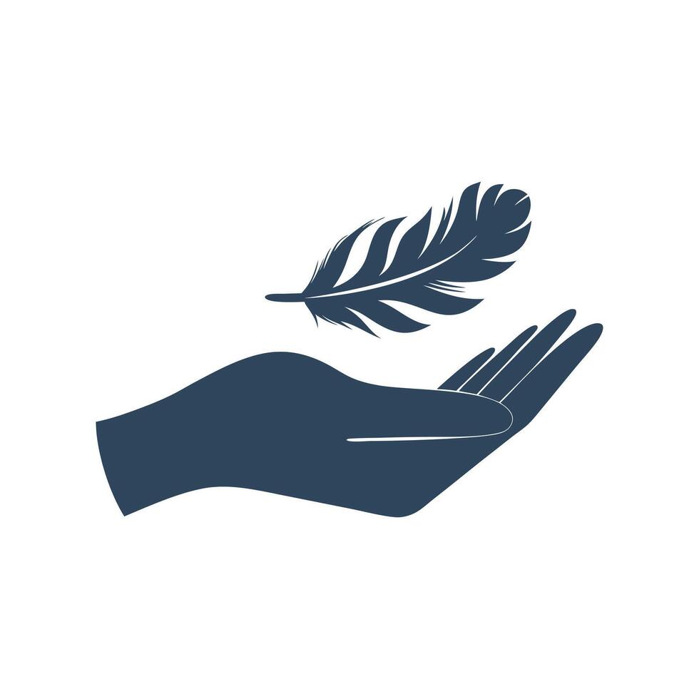 Simple Hand and Feather Icon Design vector