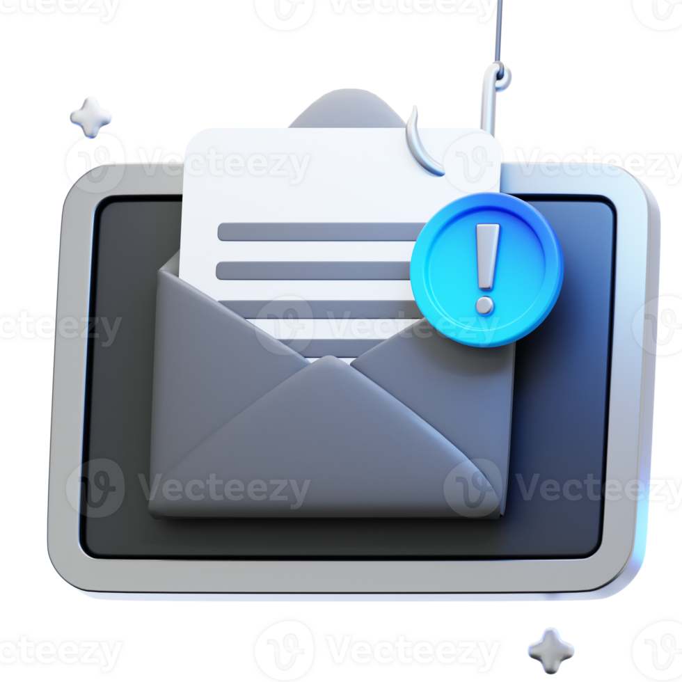 Phishing Alert 3D Illustration png