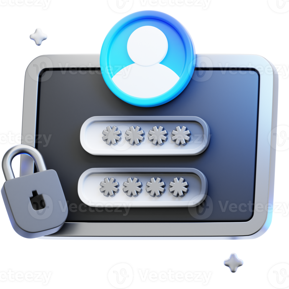 Secure Login 3D Illustration png